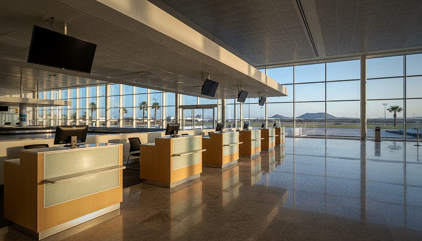 Mostrador de recogida de Autoreisen en la terminal del aeropuerto de Tenerife