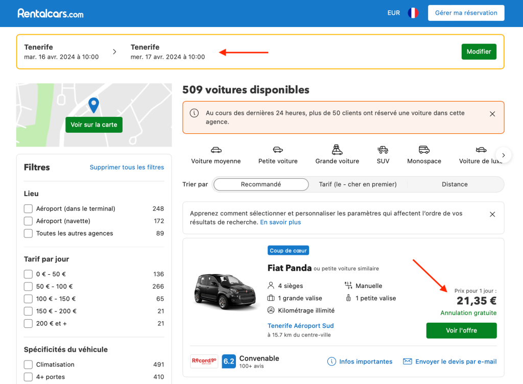 Location de Voiture Pas Chère à Ténérife